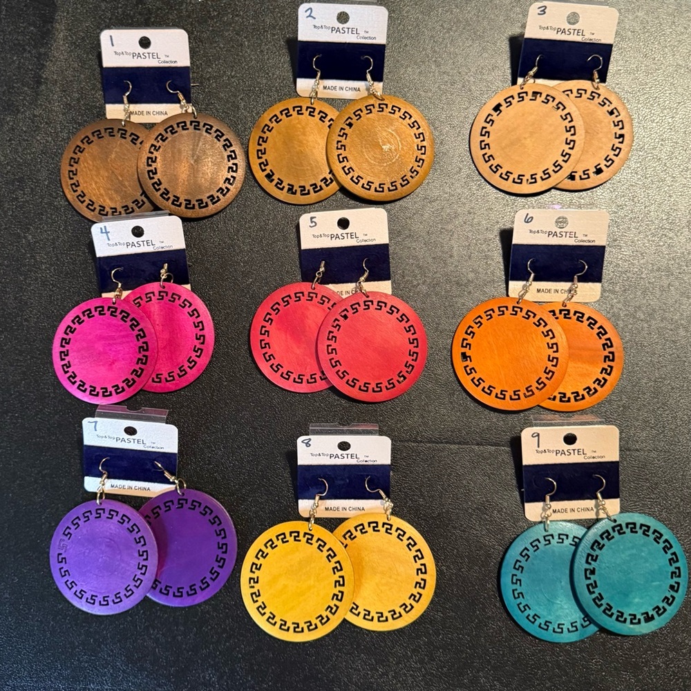 Colorful Faux Wooden Earrings